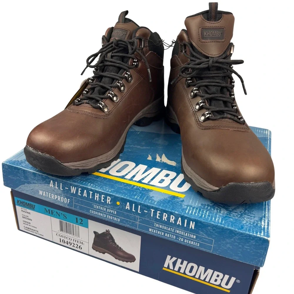 Khombu Ravine Hiking Boots‎ Mens 12 Brown Leather Waterproof Thinsulate Outdoor